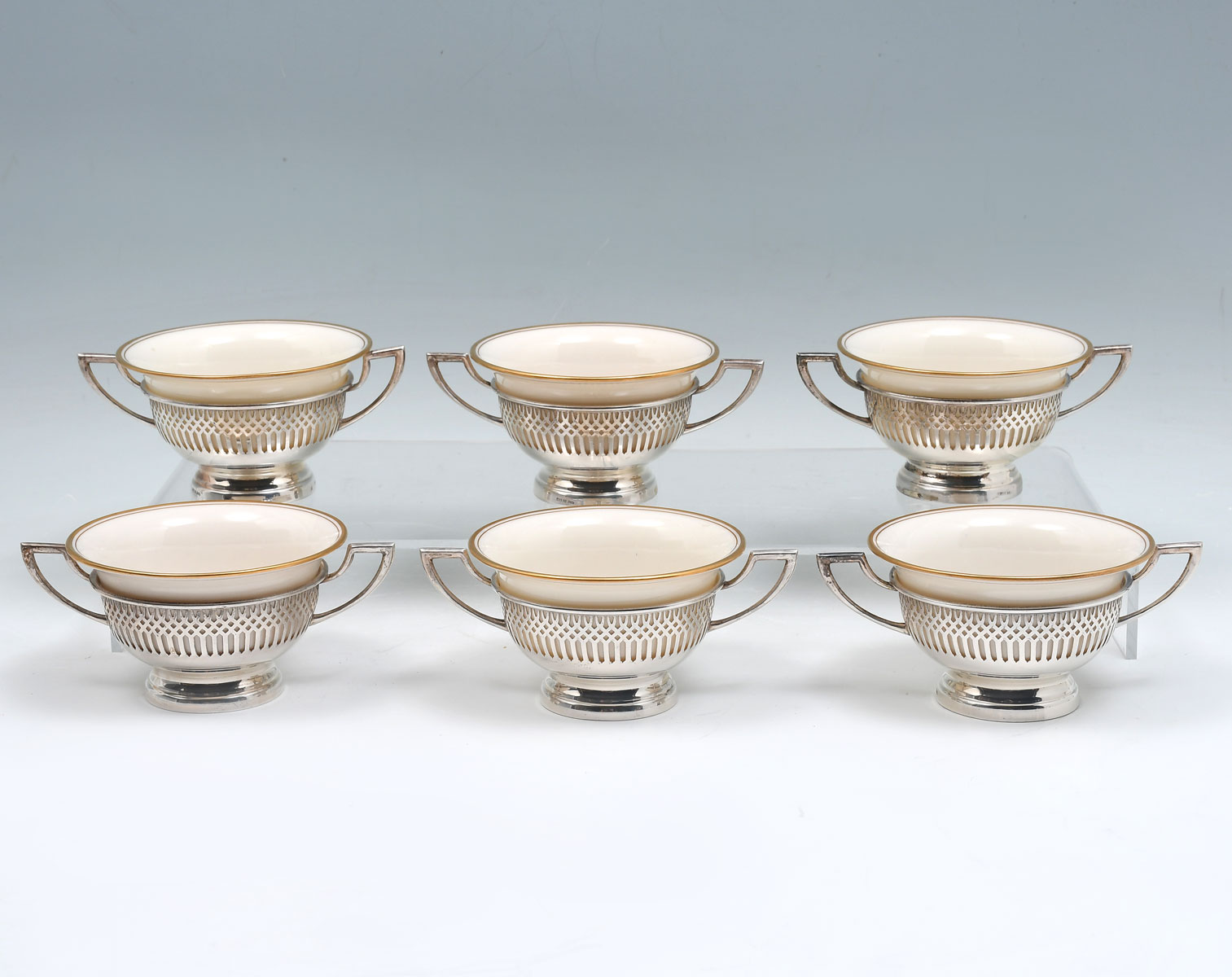 6 LARGE LENNOX CUPS ON STERLING
