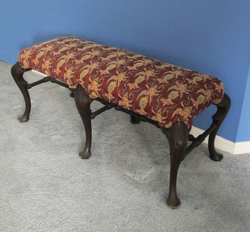 6 LEG MAHOGANY BENCH: Six legs