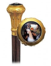 6. LIMOGES ENAMEL CANE -CA. 18