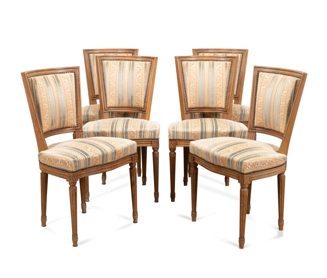 6 LOUIS XVI STYLE STRIPED VELVET