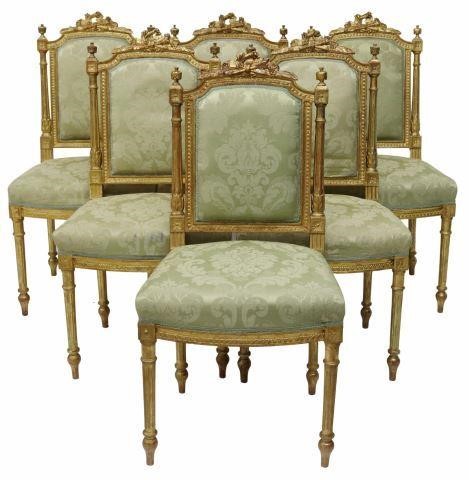 (6) LOUIS XVI STYLE UPHOLSTERED