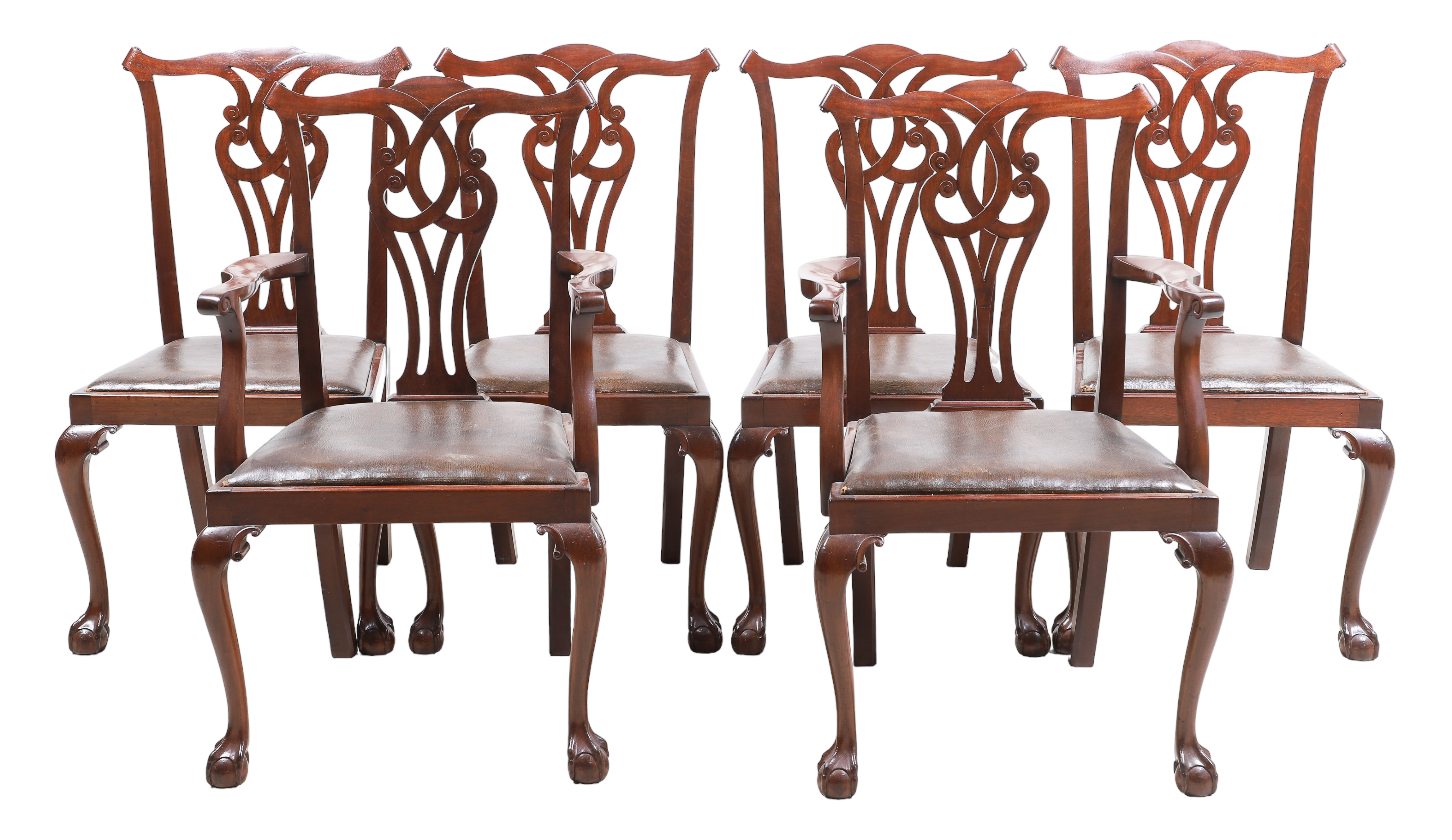 (6) Mahogany Chippendale style