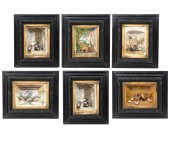 6 MAJOLICA RELIEF PORCELAIN FR