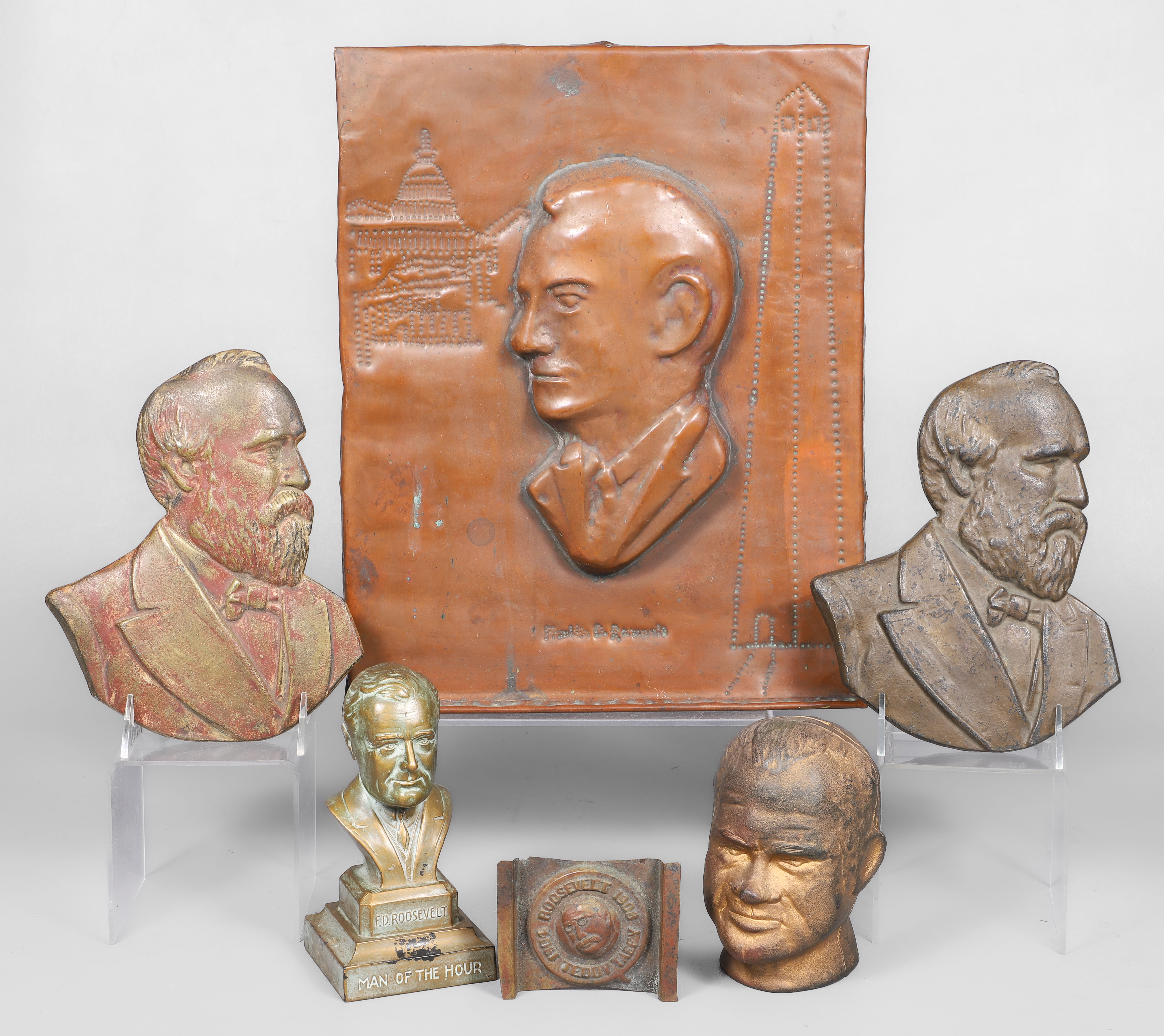 (6) Metal political items, c/o