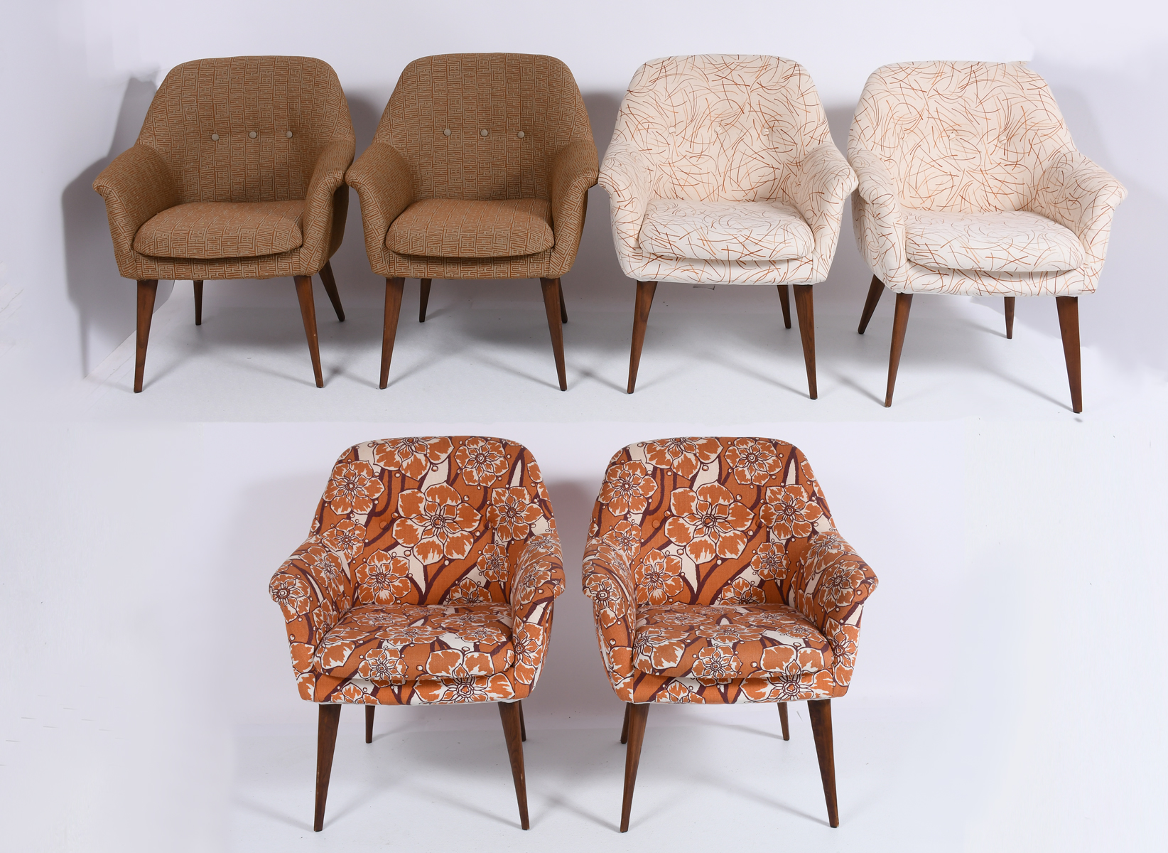 6 MID-CENTURY MODERN UPHOLSTERED