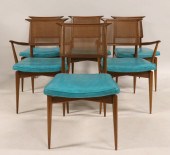 6 MIDCENTURY BLONDE WOOD CANED