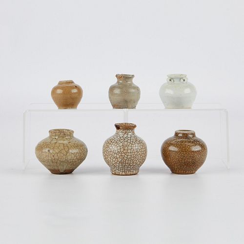 6 MINI CHINESE CELADON & CRACKLE