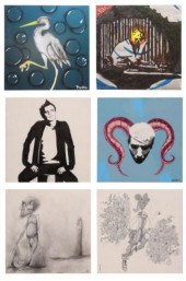 (6) MIXED MEDIA DRAWINGS ON BO
