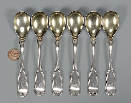 6 MOBILE COIN SILVER EGG SPOONS6