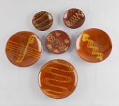6 MODERN REDWARE PLATES WOODS