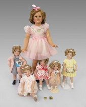 6 MODERN SHIRLEY TEMPLE DOLLS: