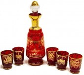 (6) MURANO ETCHED GILT GLASS B