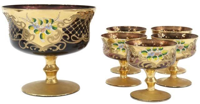 (6) MURANO GILT ENAMELED GLASS