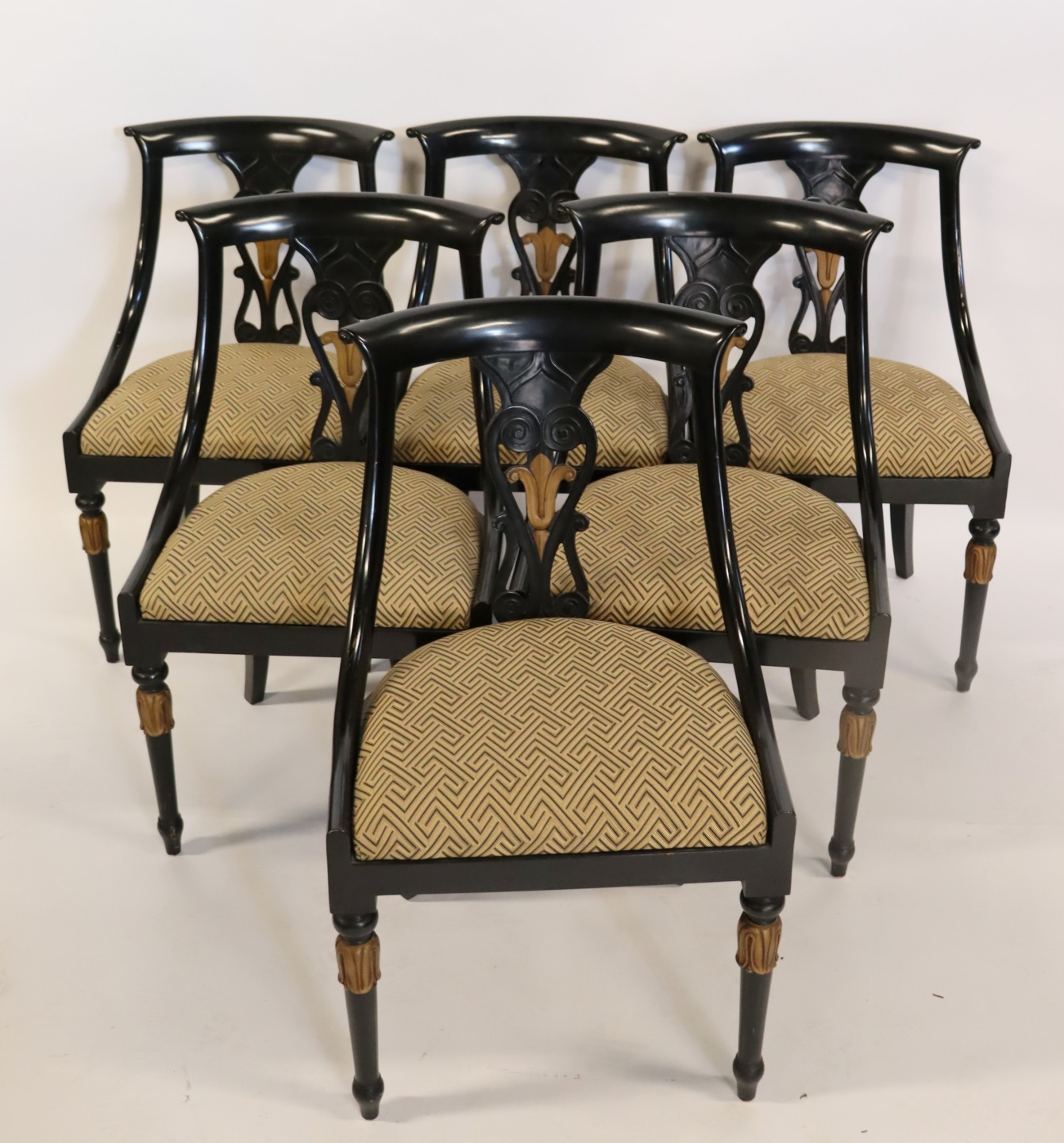 6 NEOCLASSICAL STYLE EBONISED