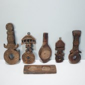 (6) NEPALESE WOOD BUTTER MOLDS