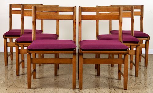 6 OAK SIDE CHAIRS BY GUILLERME ET