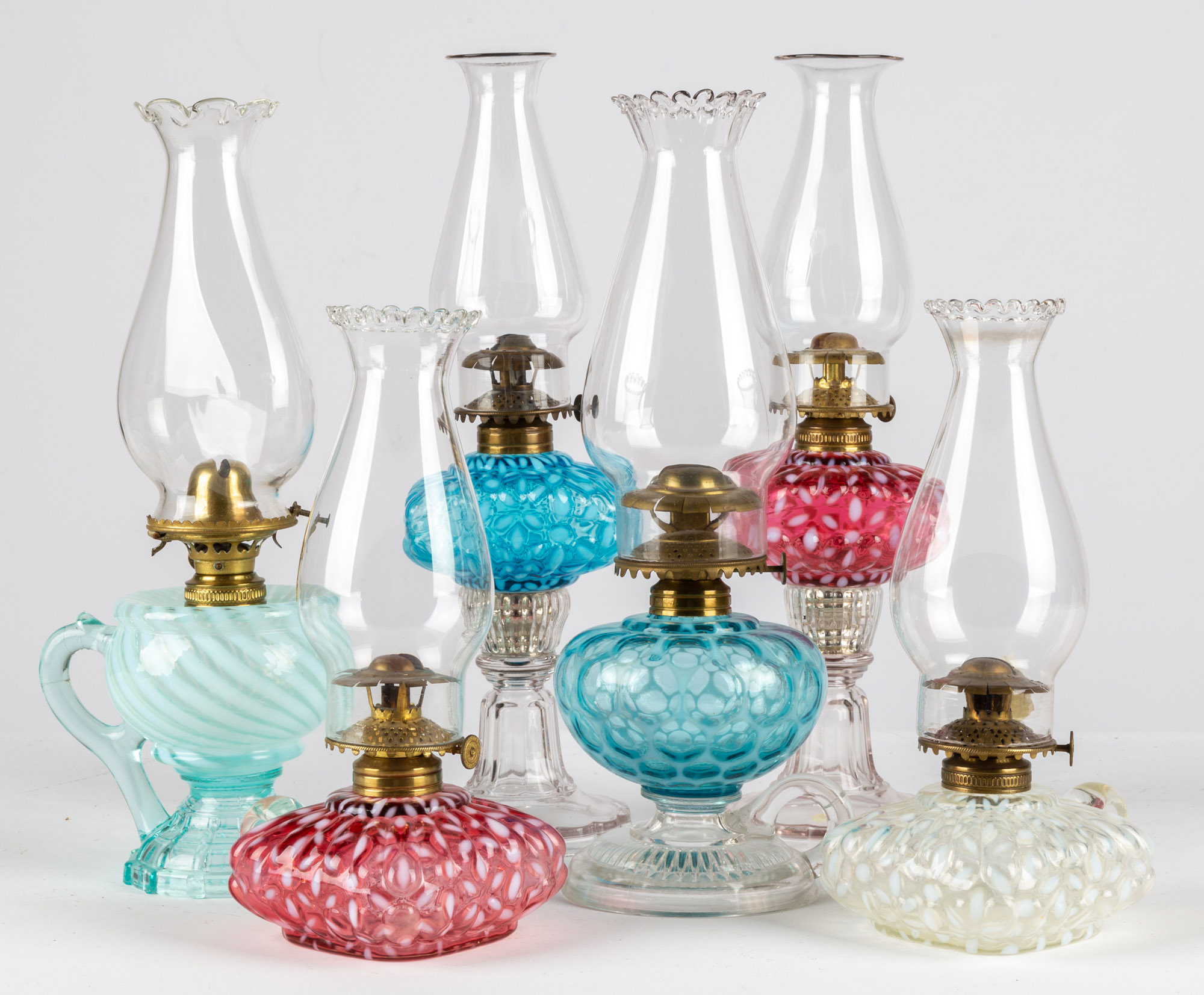 (6) OPALESCENT GLASS FINGER OIL