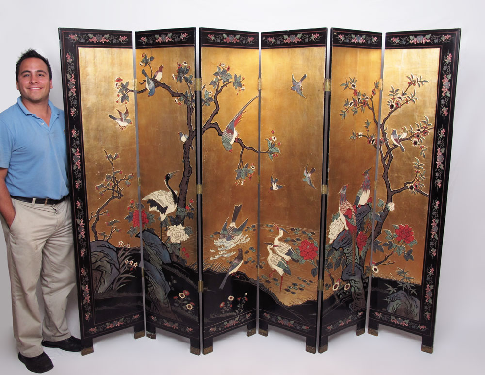 6 PANEL COROMANDEL ORIENTAL SCREEN: