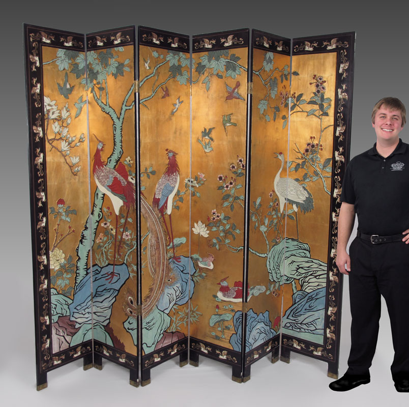 6 PANEL COROMANDEL SCREEN: Birds