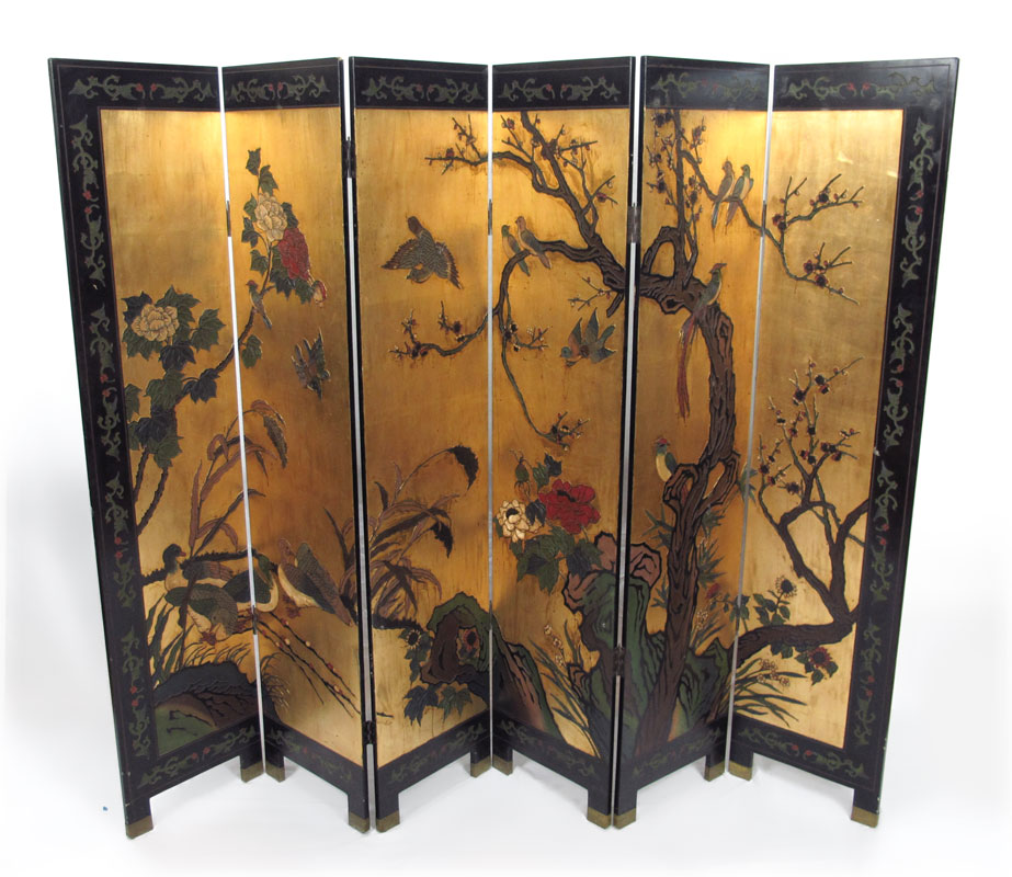 6 PANEL JAPANESE COROMANDEL SCREEN:
