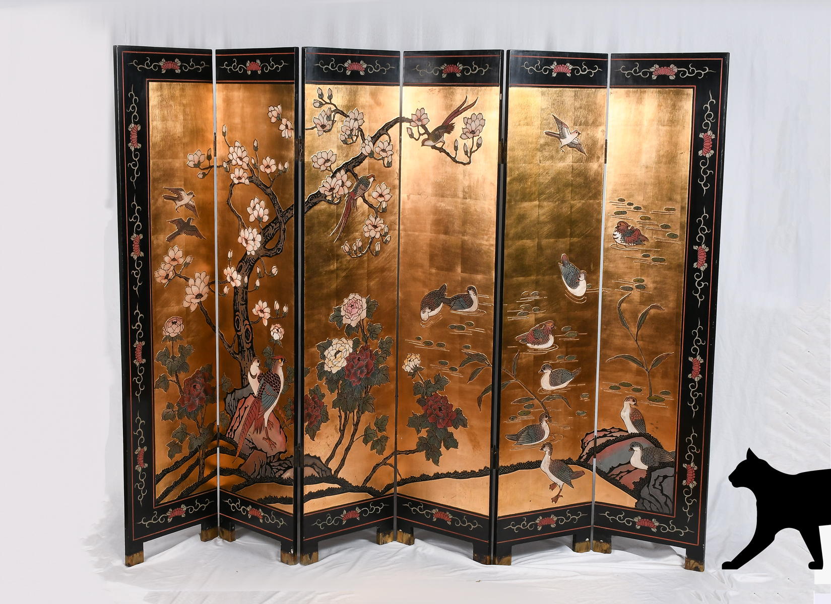 6 PANEL ORIENTAL FOLDING SCREEN: