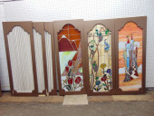 6 PANELS, 3 WITH LEADED GLASS