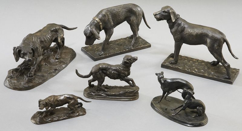 (6) Patinated bronze dog