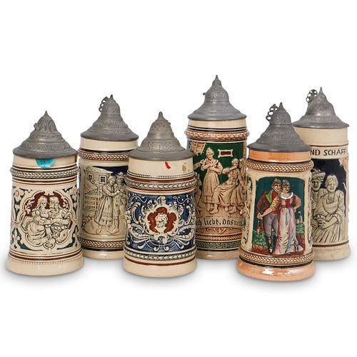 (6 PC) ANTIQUE GERMAN CERAMIC