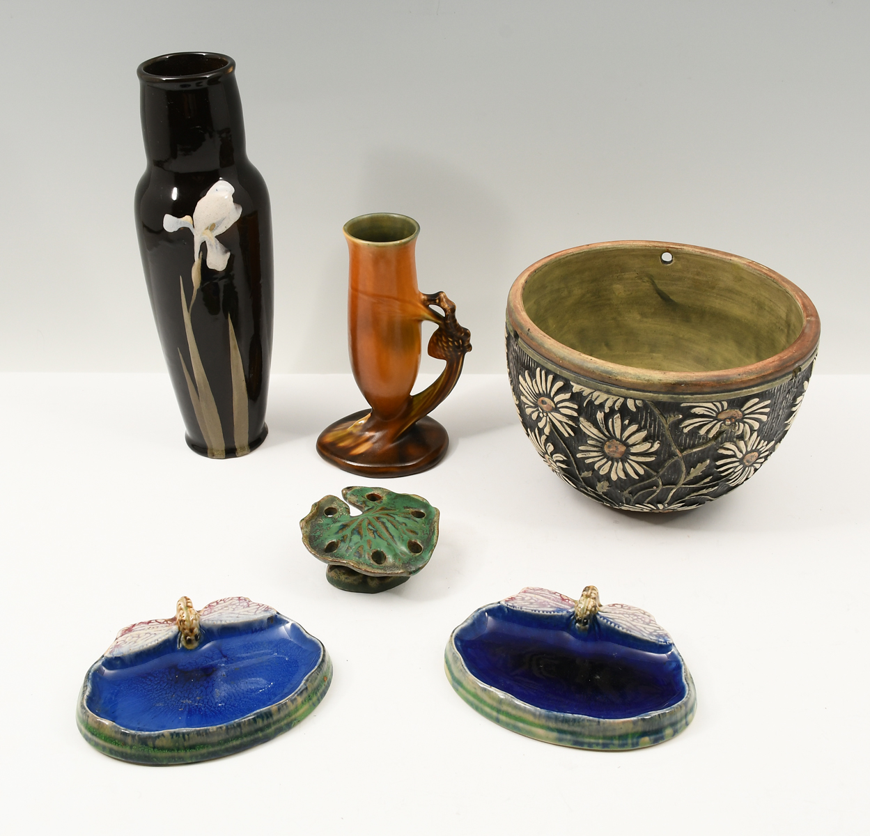 6 PC. ANTIQUE & MID-CENTURY POTTERY