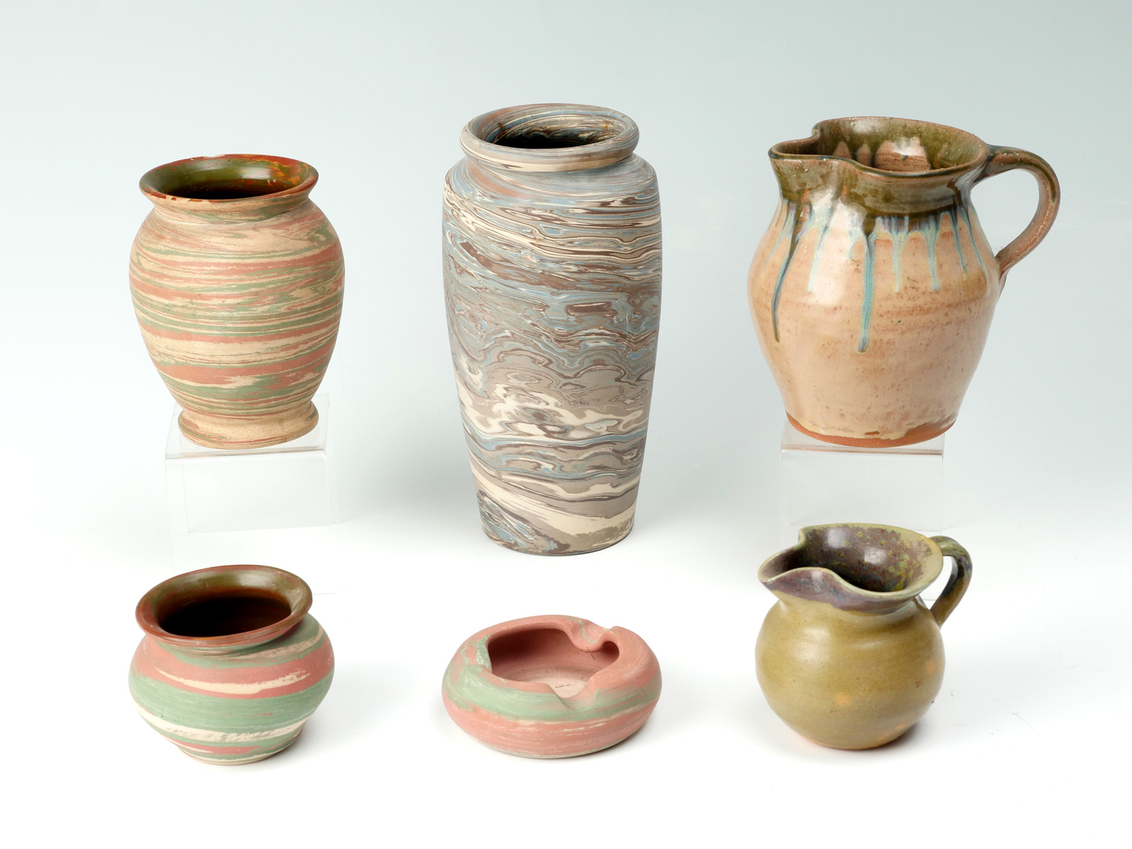 6 PC. ART SIGNED POTTERY