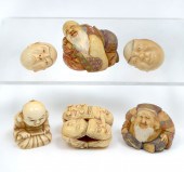 6 PC. CARVED IVORY NETSUKE, MA
