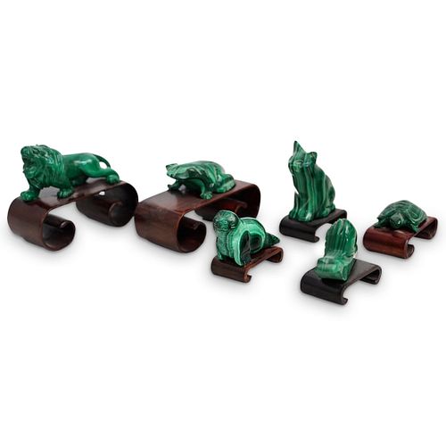 (6 PC) CHINESE CARVED MALACHITE