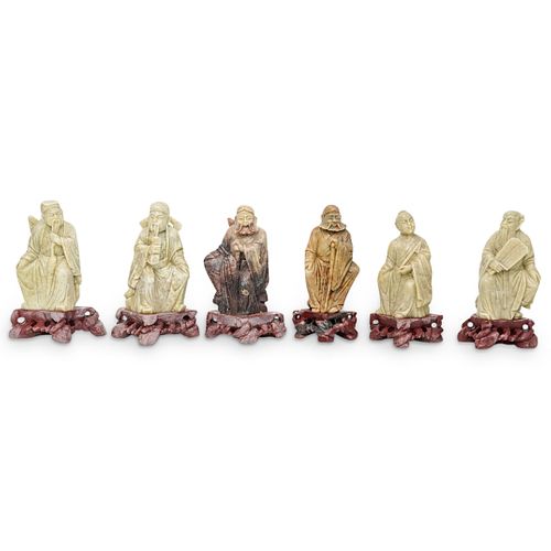 (6 PC) CHINESE SOAPSTONE CARVED