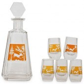 (6 PC) CRYSTAL DECANTER W/ GLA