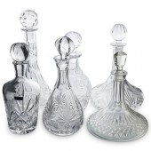 (6 PC) CUT GLASS DECANTERS GRO