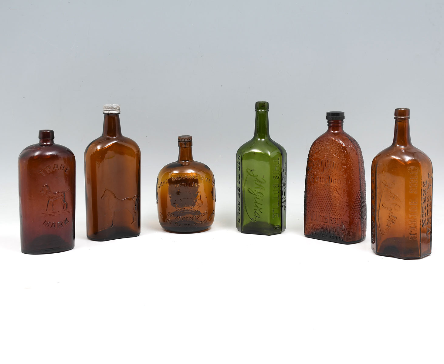 6 PC. EARLY LIQUOR BOTTLES: