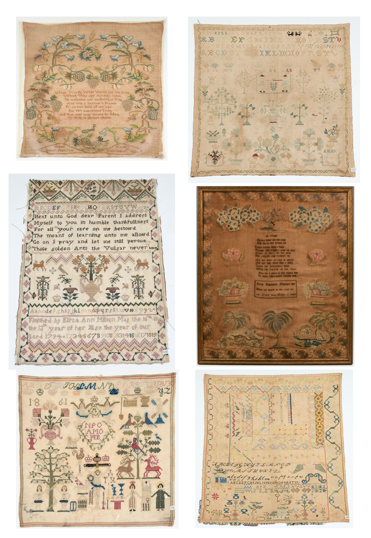 6 PC. EARLY SAMPLER COLLECTION: