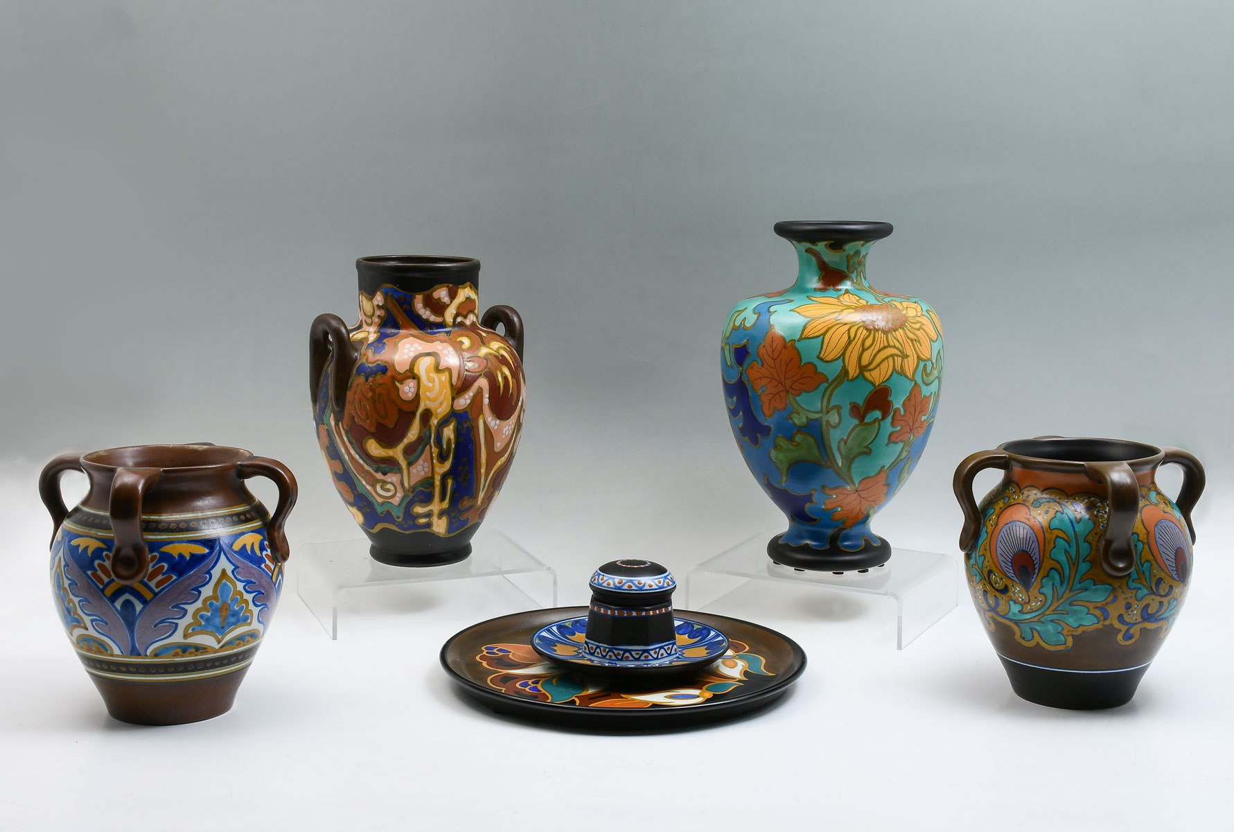 6 PC. GOUDA POTTERY COLLECTION: