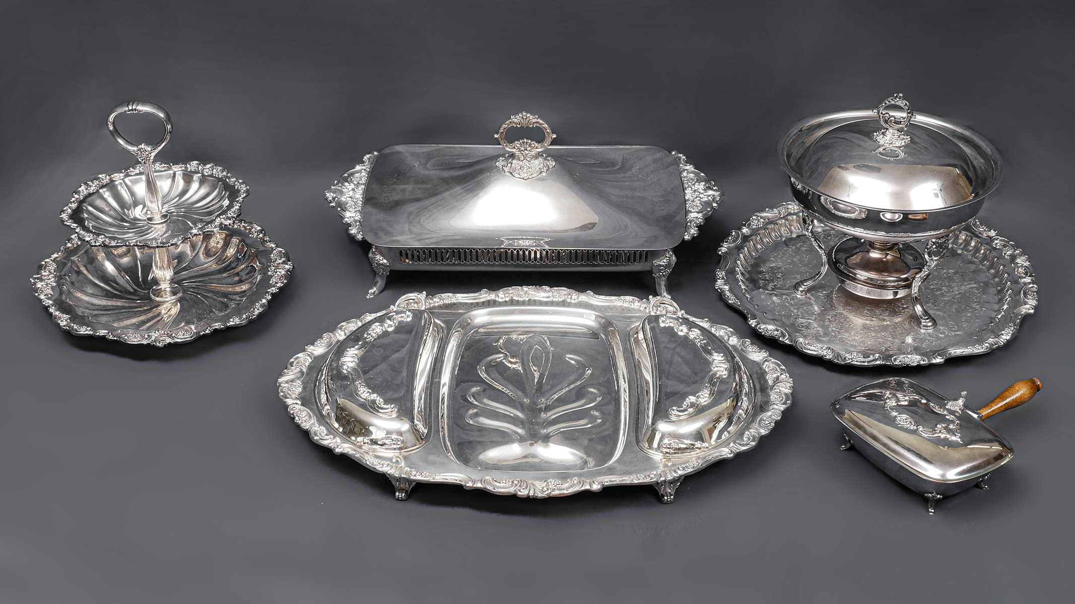 6 PC. GRAND BAROQUE SILVER PLATE