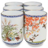 (6 PC) JAPANESE PORCELAIN SAKE