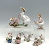 6 PC. LLADRO CAT AND GIRL COLL