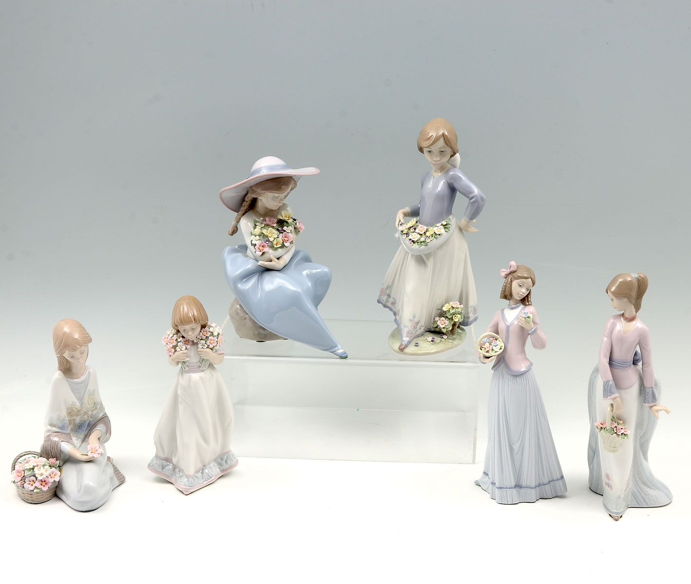 6 PC. LLADRO FLOWER GIRL FIGURINES: