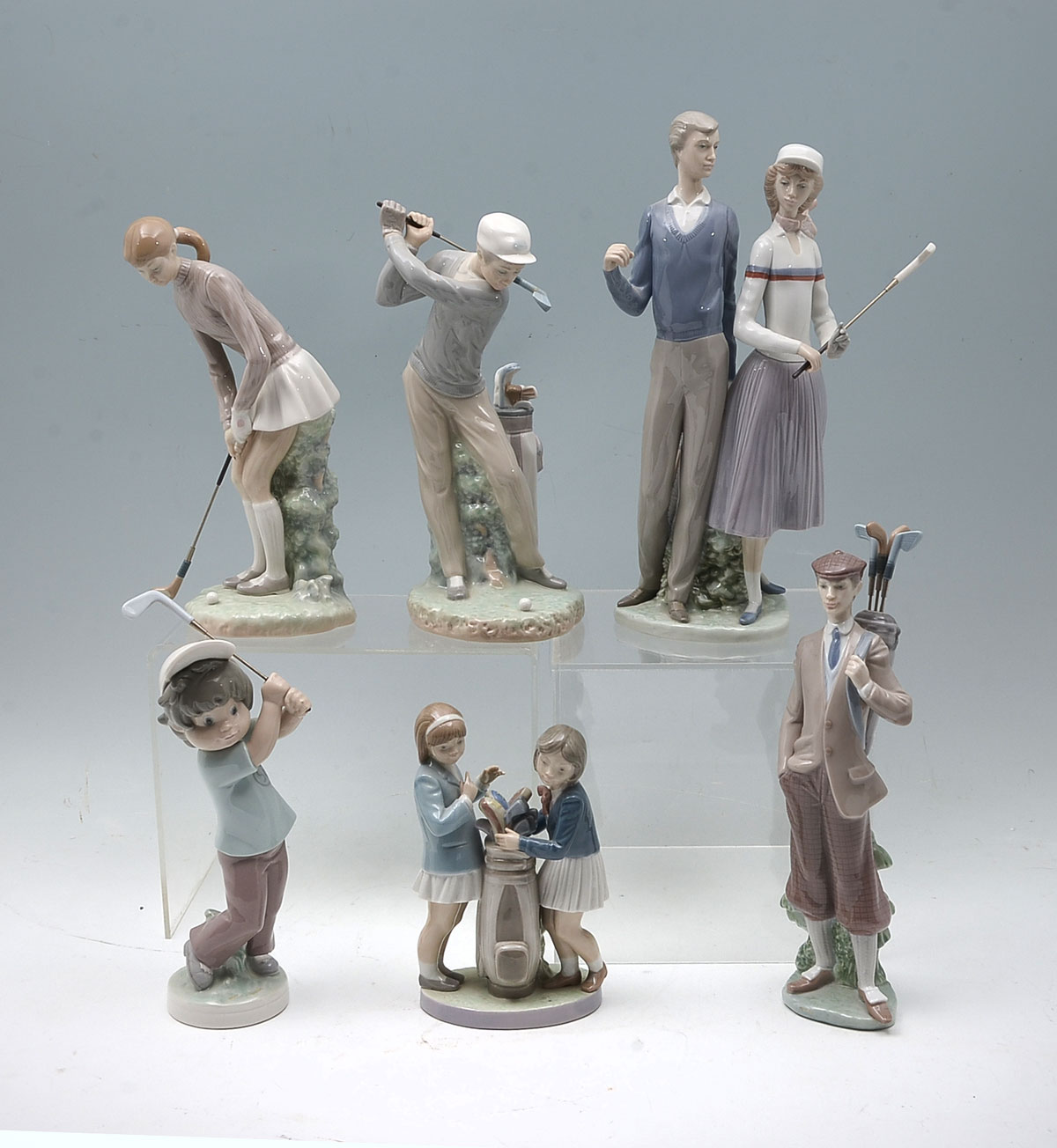 6 PC. LLADRO GOLFING FIGURES: 1)