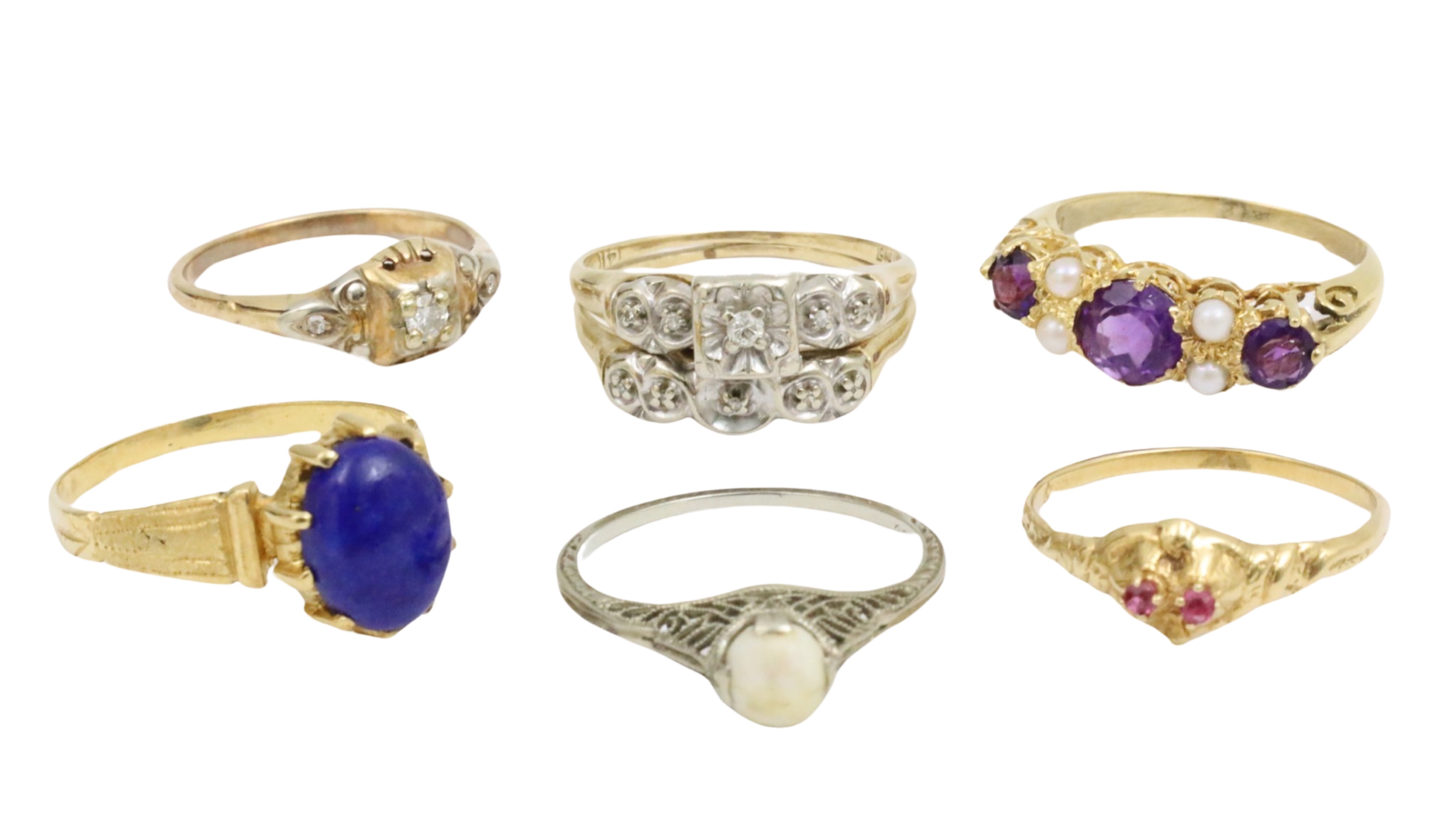 6 PC. LOT OF MIXED GOLD RINGS 6