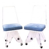 (6 PC) LUCITE ROLLING DINING C