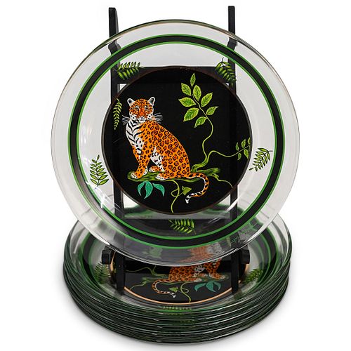 (6 PC) LYNN CHASE GLASS LEOPARD