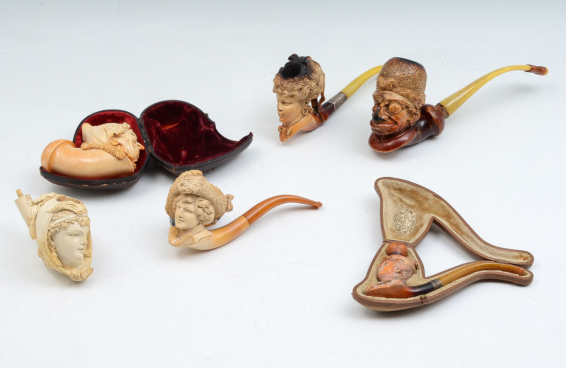 6 PC MEERSCHAUM PIPES & CHEROOT