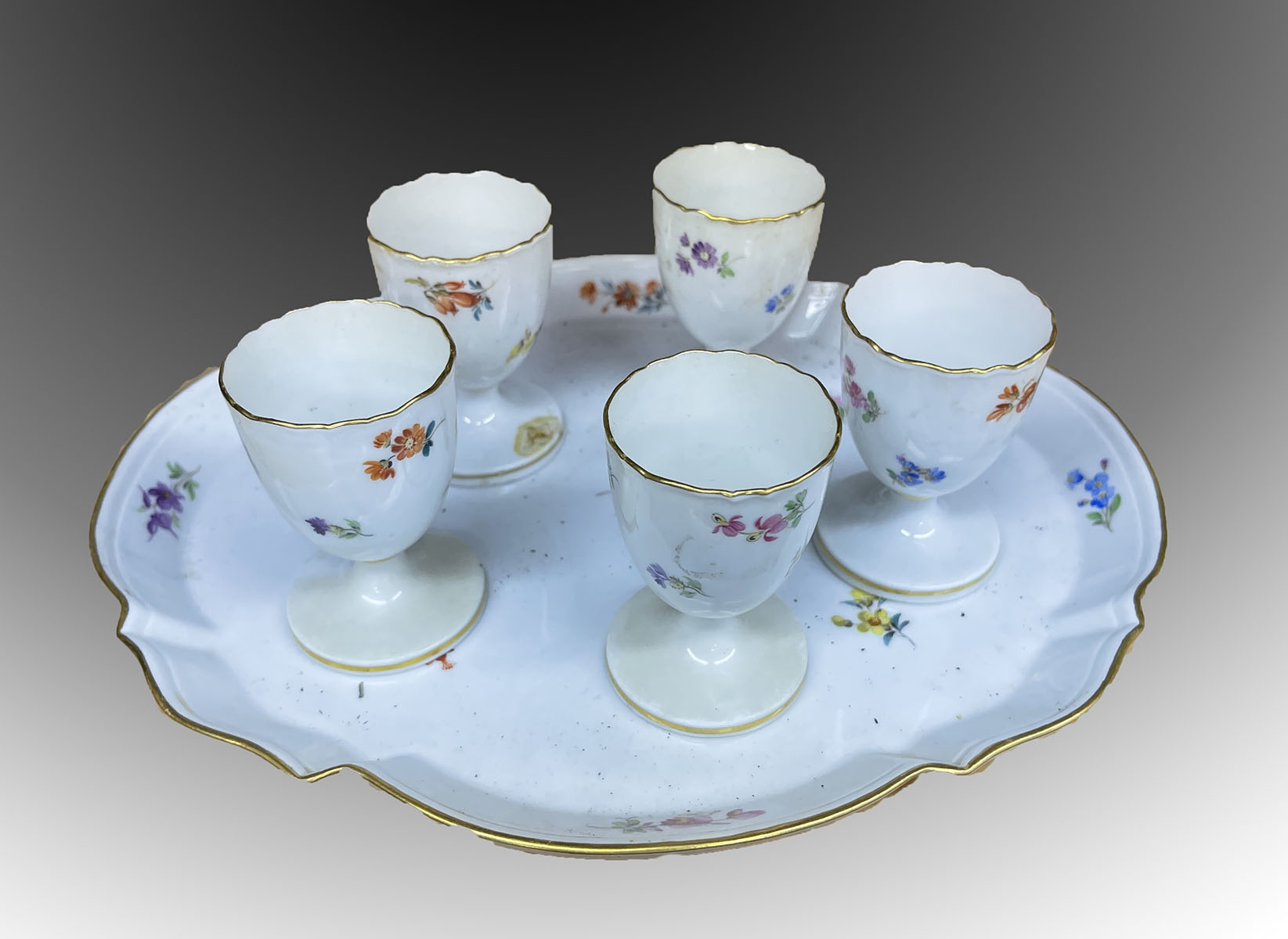 6 PC. MEISSEN PORCELAIN EGG CUP