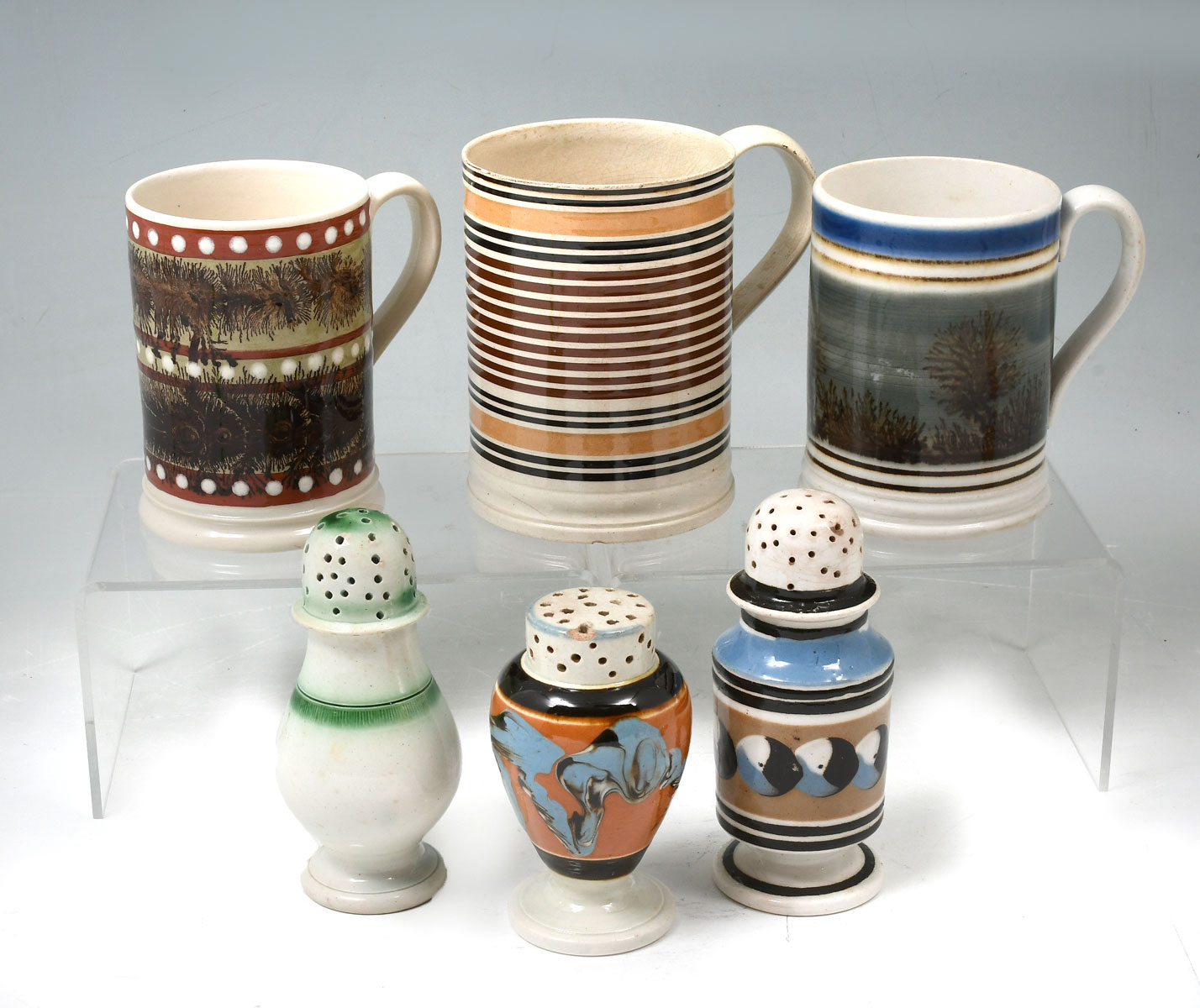 6 PC. MOCHAWARE MUGS & PEPPER POTS: