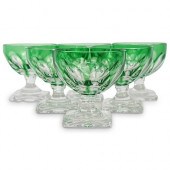 (6 PC) MOSER GREEN GLASS WINE